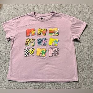 Big Kids-Retro MTV Graphic Print T-Shirt in Lavender‎